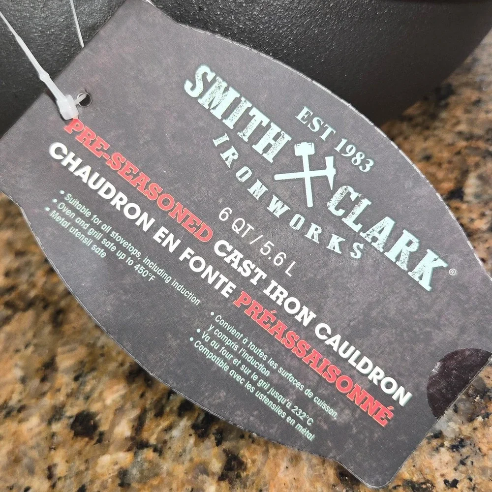 Smith and Clark Cast Iron Cauldron 6 QT BLACK 2026 Halloween Pre Seasoned